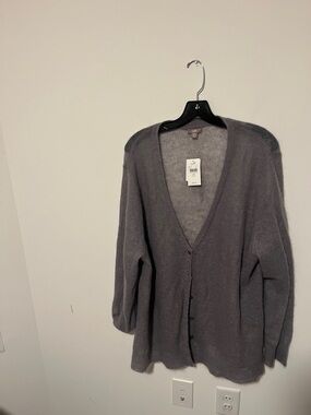 NWT J. Jill Charcoal Gray Button V-Neck Cardigan